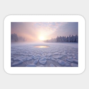 Tranquil Lake In Winter Serene Landscape Sticker